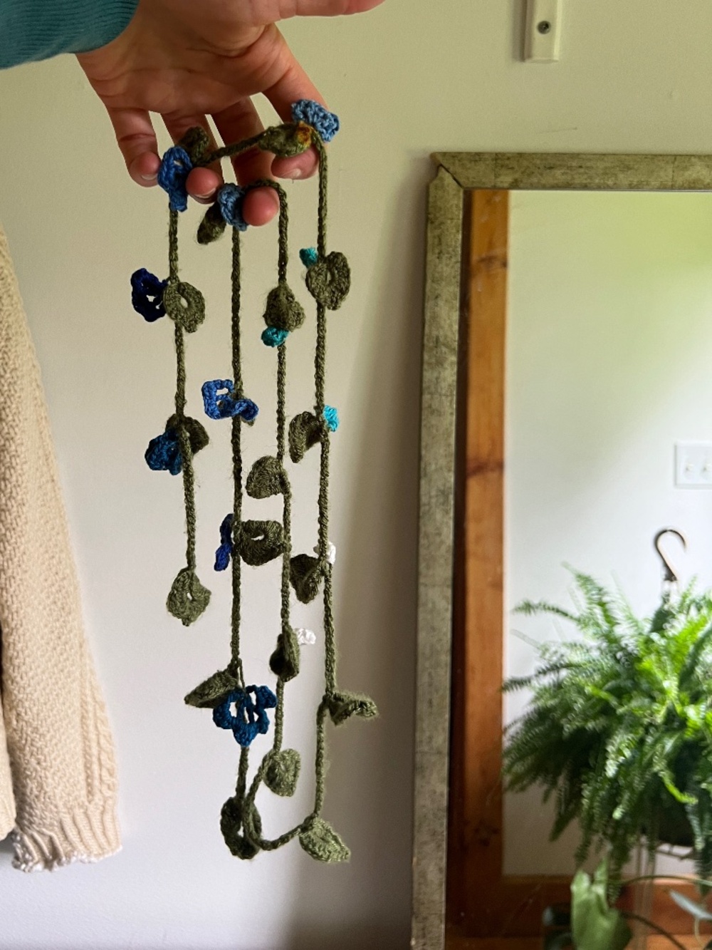 Handmade Crochet Floral Garland - Blue and Green